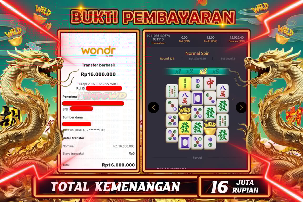 INDOWD JACKPOT SLOT MAHJONG WAYS 2 Rp16.000.000,- LUNAS