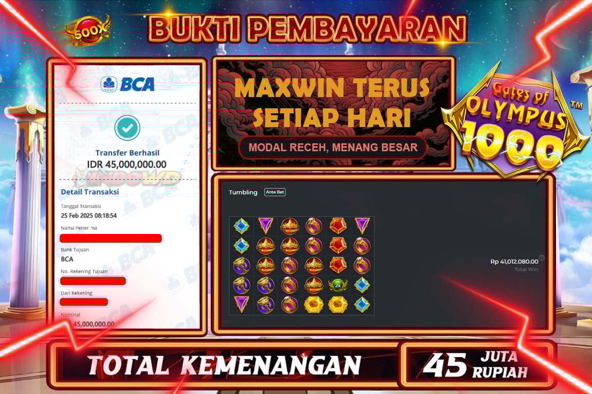 INDOWD JACKPOT SLOT GATES OF OLYMPUS 1000 Rp45.000.000,- LUNAS