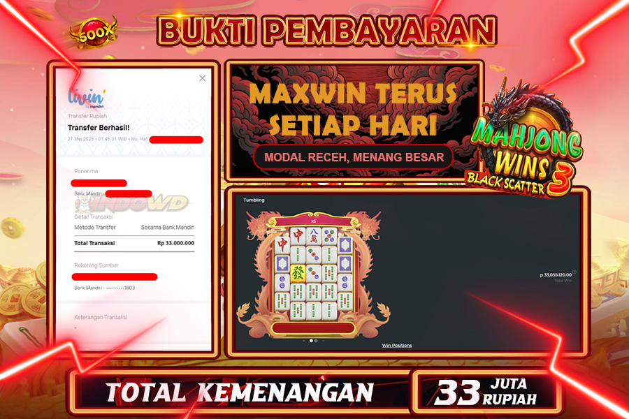 INDOWD JACKPOT SLOT MAHJONG WINS 3 BLACK SCATTER Rp33.000.000,- LUNAS