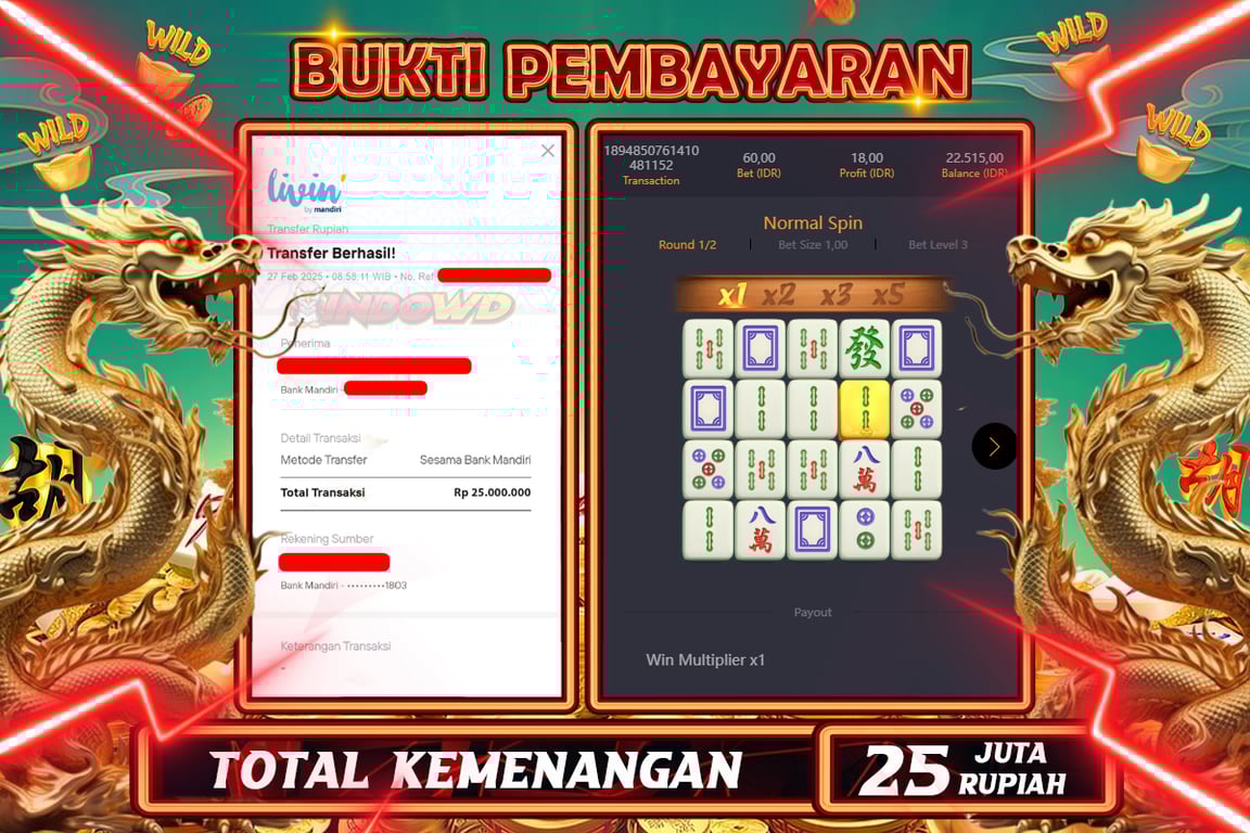 INDOWD JACKPOT SLOT MAHJONG WAYS 2 Rp25.000.000,- LUNAS