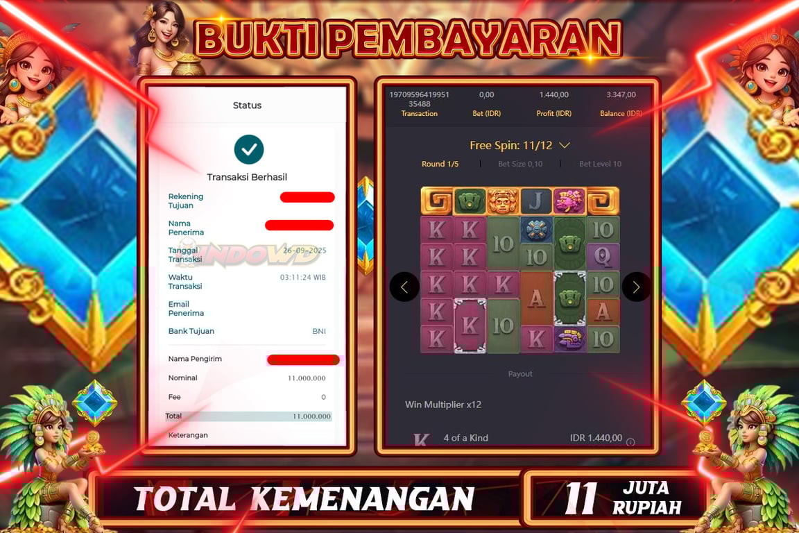 INDOWD JACKPOT SLOT GEMS AZTEC Rp11.000.000,- LUNAS