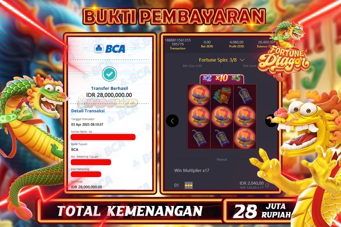 INDOWD JACKPOT SLOT DRAGON FORTUNE Rp28.000.000,- LUNAS