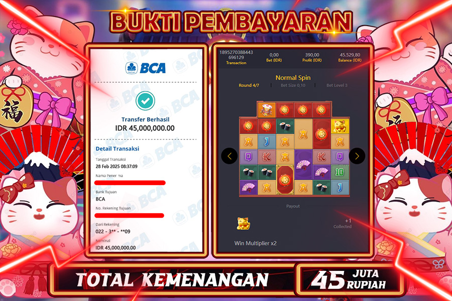 INDOWD JACKPOT SLOT LUCKY NEKO Rp.45.000.000,- LUNAS