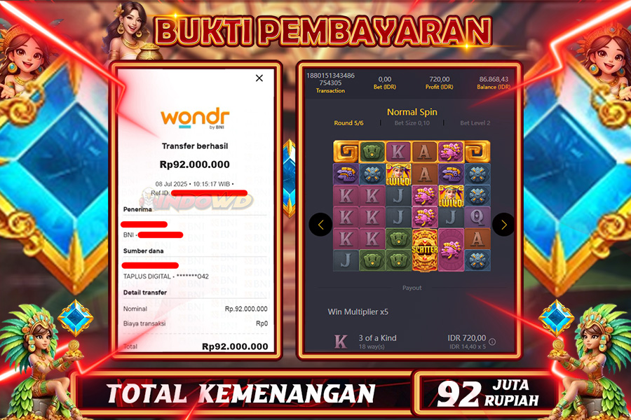 INDOWD JACKPOT SLOT AZREC GEMS Rp92.000.000,- LUNAS