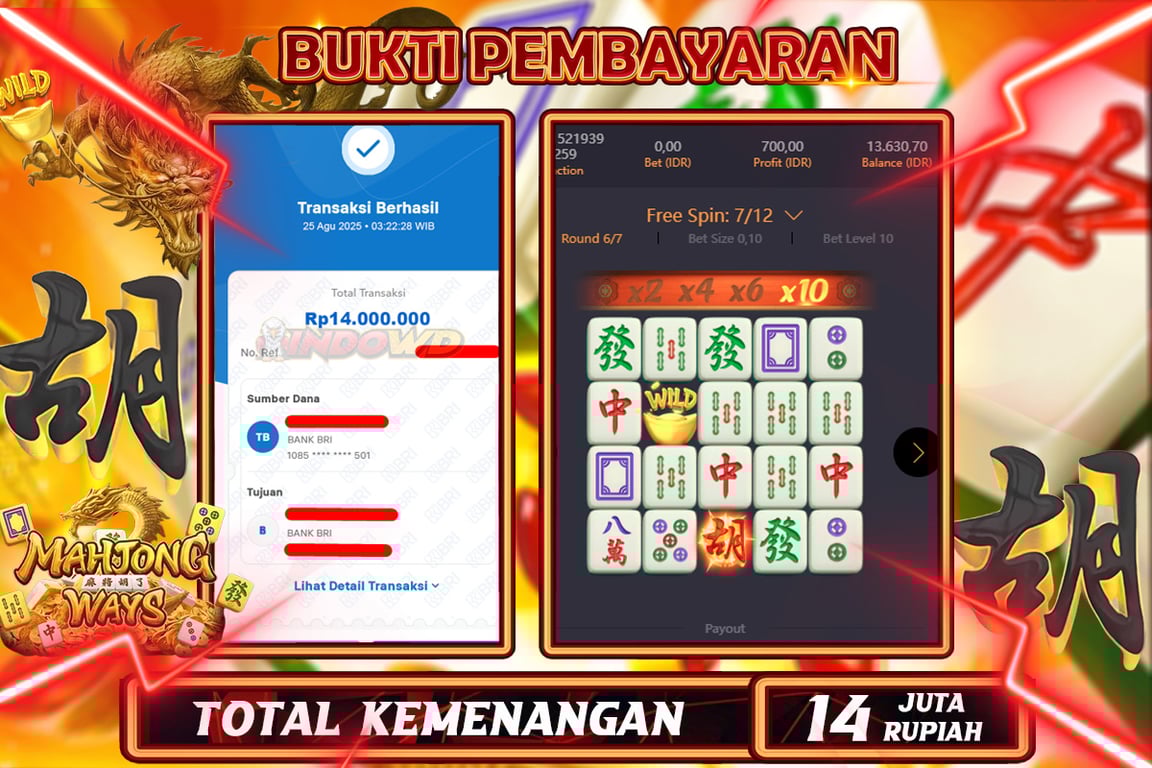 INDOWD JACKPOT SLOT MAHJONG WAYS 1 Rp14.000.000,- LUNAS