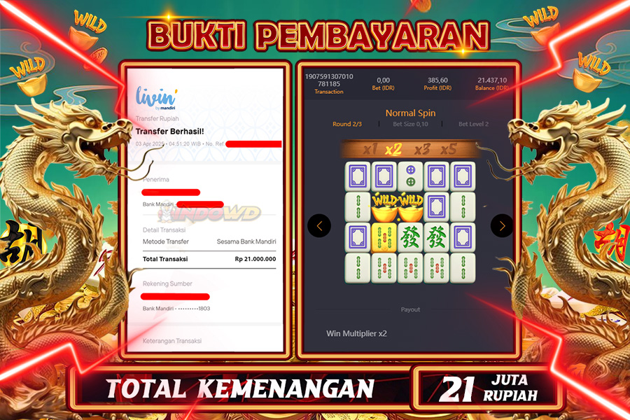 INDOWD JACKPOT SLOT MAHJONG WAYS 2 Rp21.000.000,- LUNAS