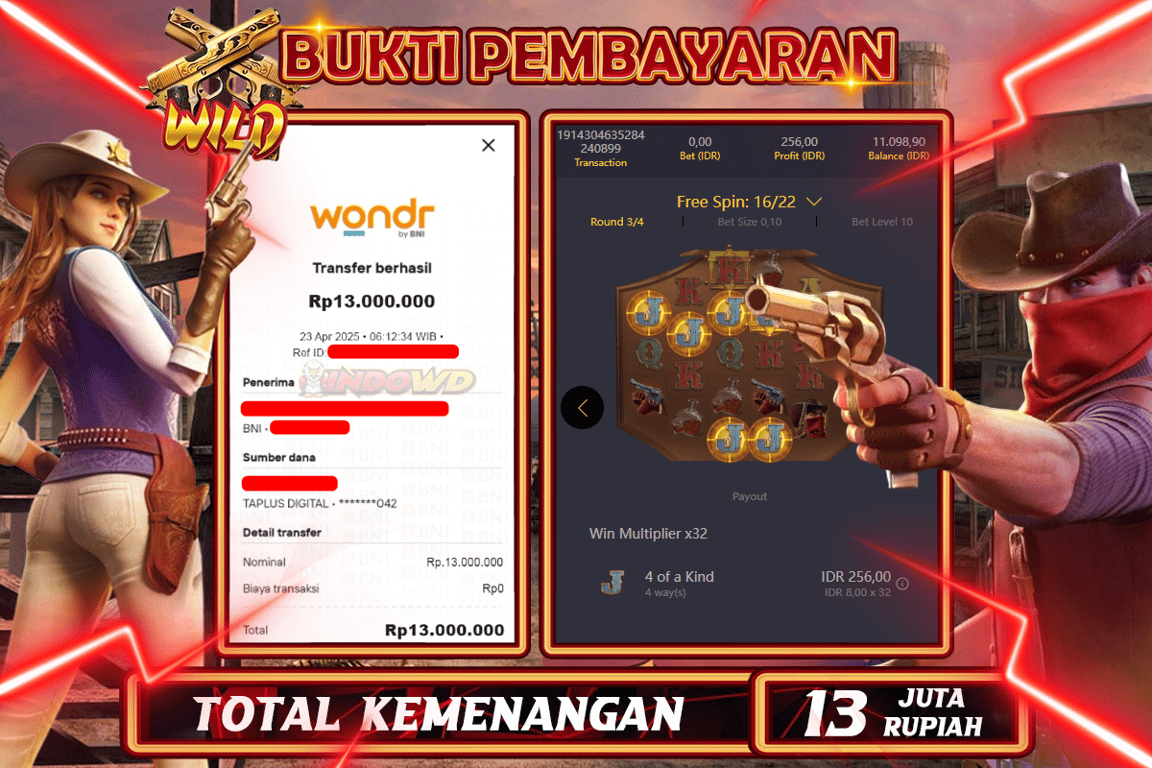 INDOWD JACKPOT SLOT WILD BOUNTY Rp13.000.000,- LUNAS