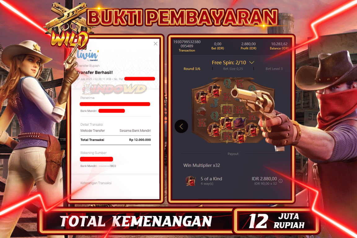 INDOWD JACKPOT SLOT WILD BOUNTY Rp12.000.000,- LUNAS