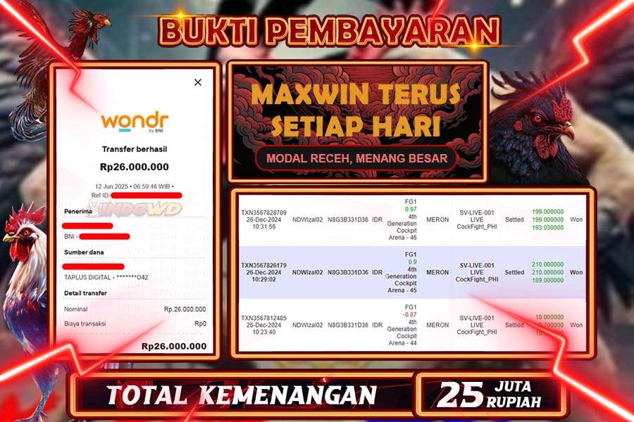 INDOWD JACKPOT SLOT WALA DAN MERON Rp26.000.000,- LUNAS