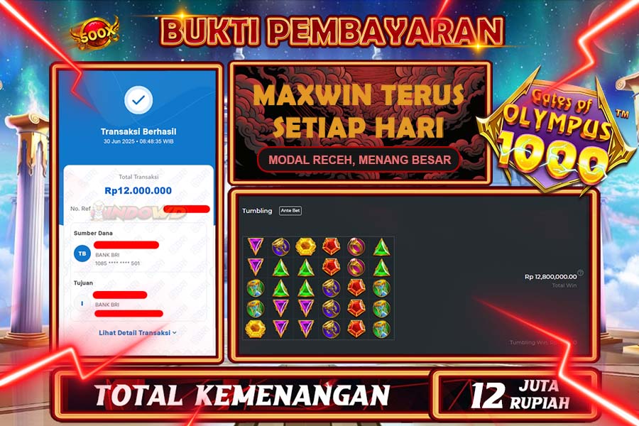 INDOWD JACKPOT SLOT GATES OF OLYMPUS 1000 Rp12.000.000,- LUNAS