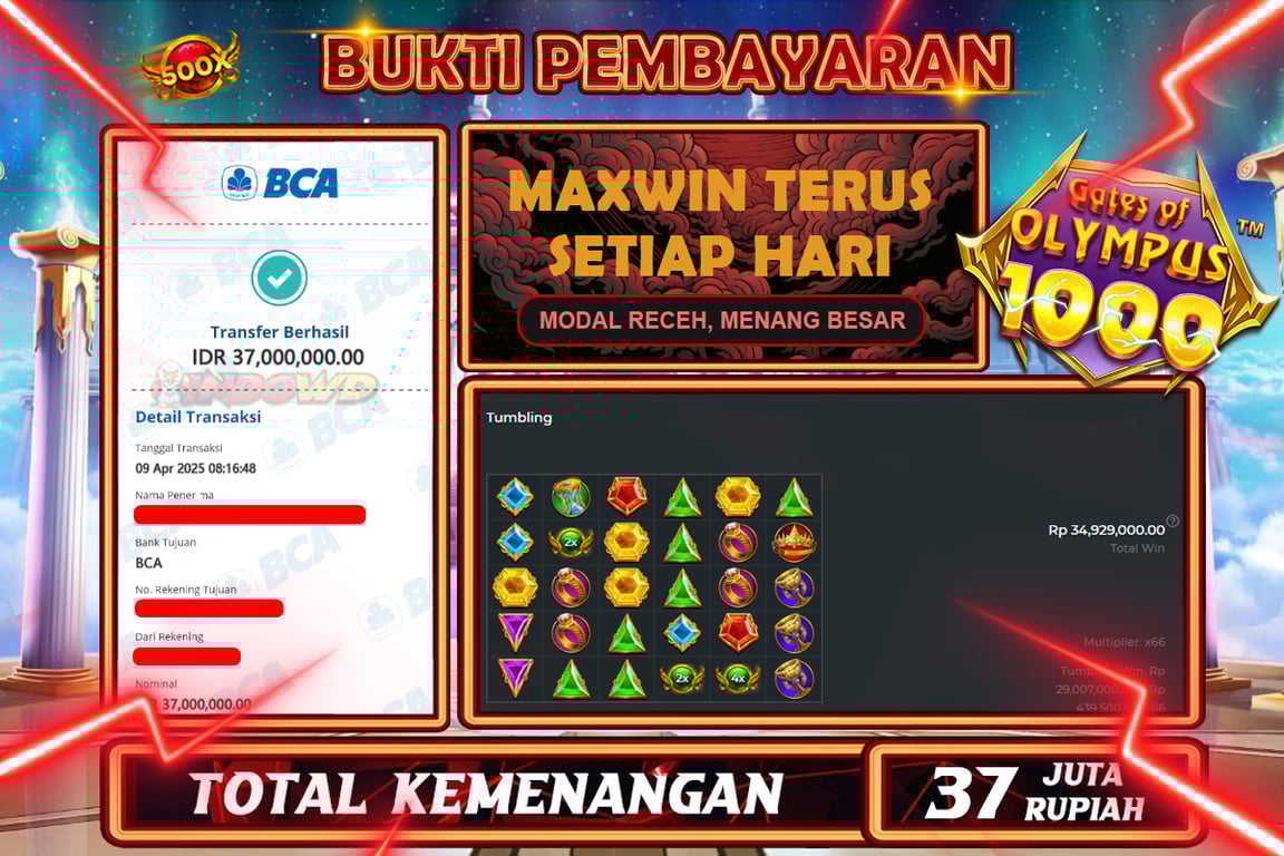 INDOWD JACKPOT SLOT GATES OF OLYMPUS 1000 Rp37.000.000,- LUNAS