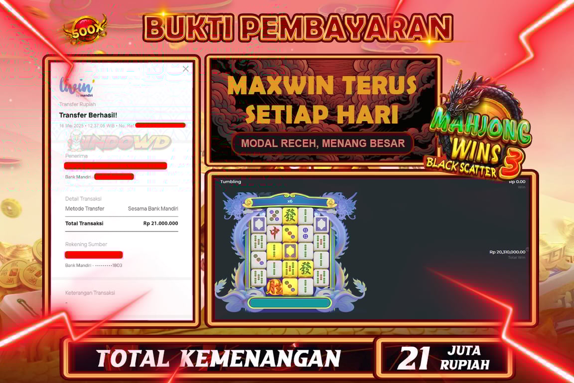 INDOWD JACKPOT SLOT MAHJONG WINS 3 BLACK SCATTER Rp21.000.000,- LUNAS