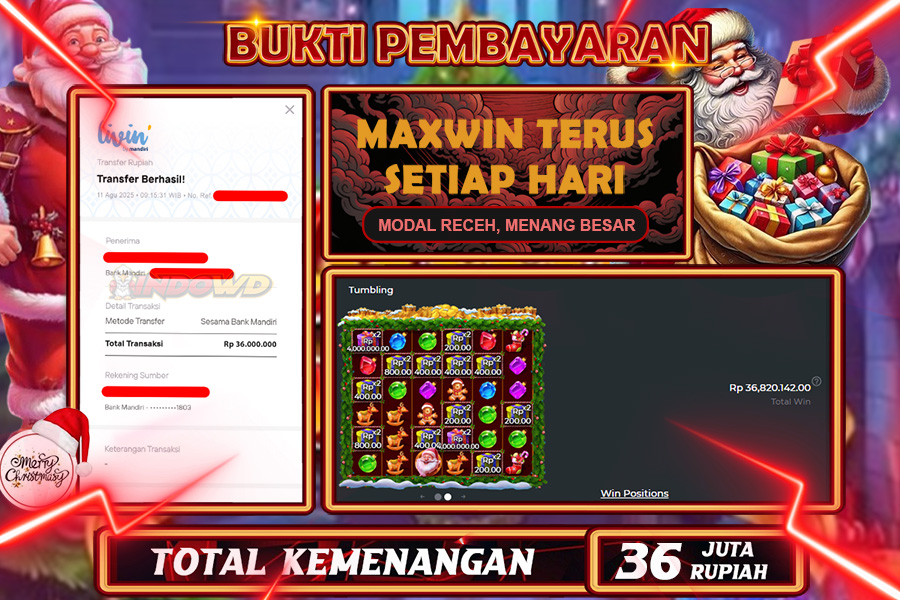 INDOWD JACKPOT SLOT SANTA X MAS Rp36.000.000,- LUNAS