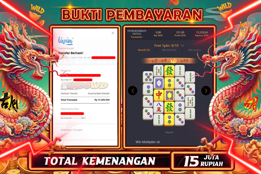 INDOWD JACKPOT SLOT MAHJONG WAYS 2 Rp15.000.000,- LUNAS