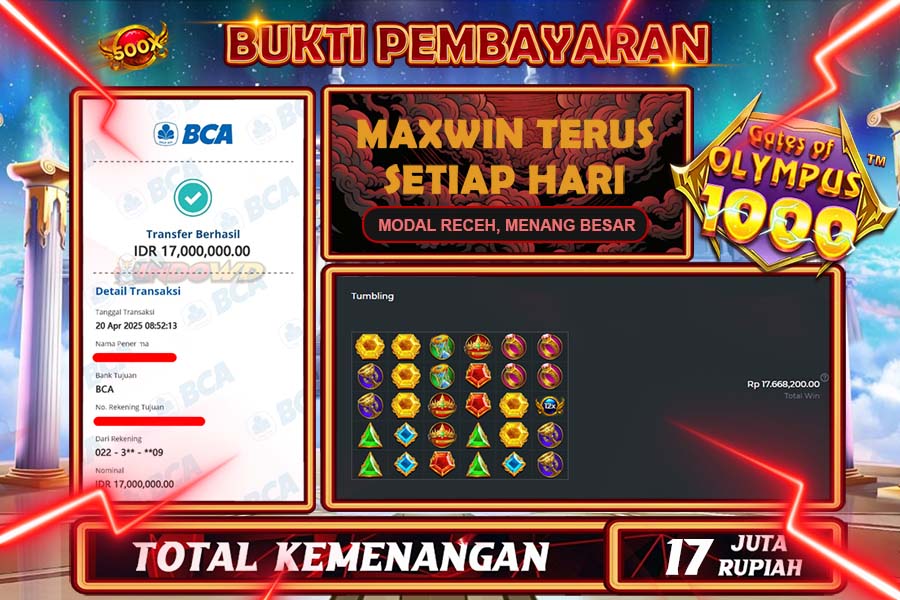 INDOWD JACKPOT SLOT GATES OF OLYMPUS Rp17.000.000,- LUNAS