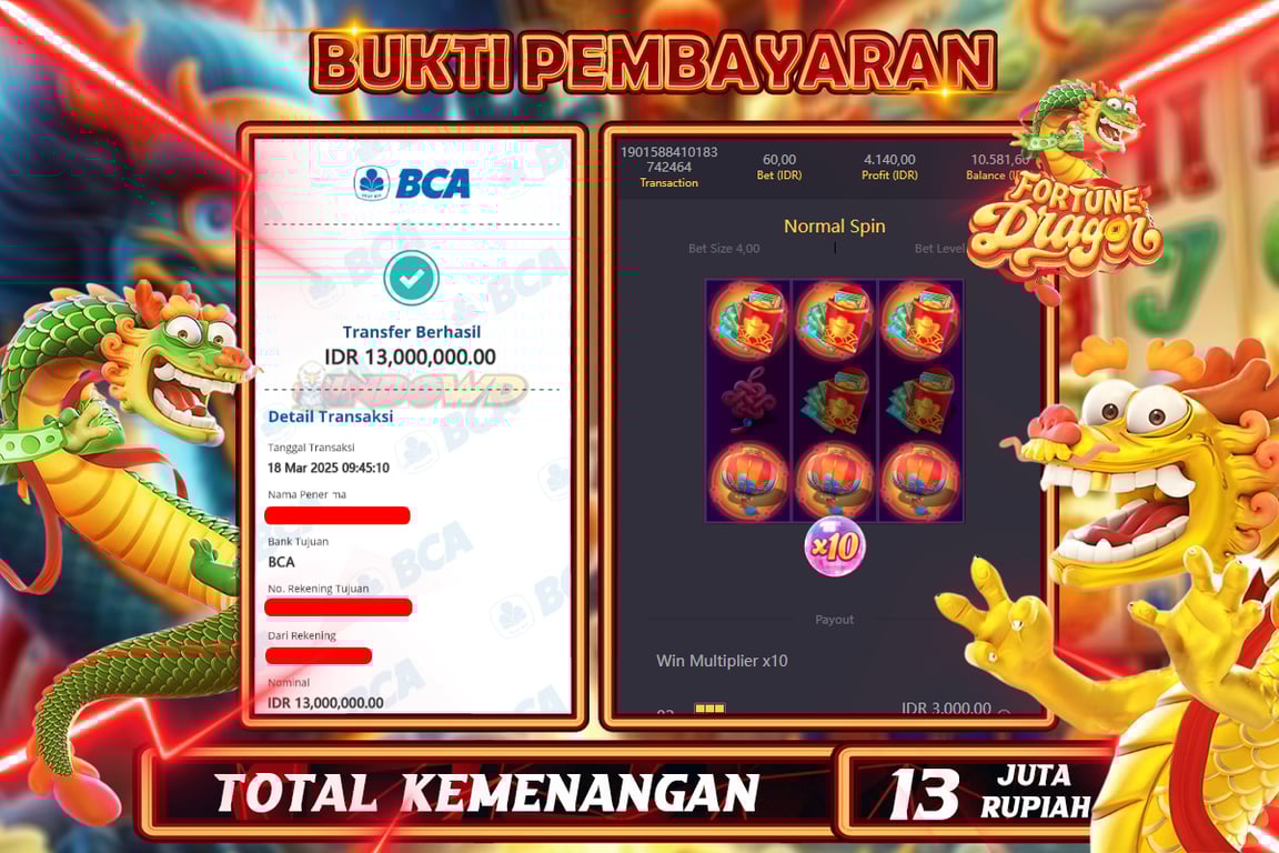 INDOWD JACKPOT SLOT DRAGON FORTUNE Rp.13.000.000,- LUNAS