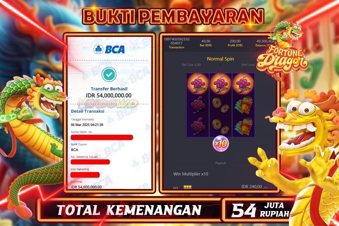 INDOWD JACKPOT SLOT FORTUNE DRAGON Rp.54.000.000,- LUNAS