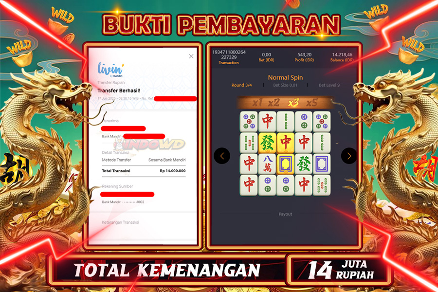 INDOWD JACKPOT SLOT MAHJONG WAYS 2 Rp14.000.000,- LUNAS