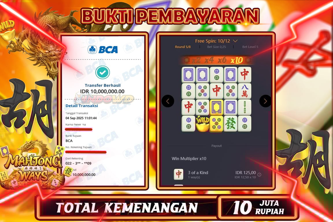 INDOWD JACKPOT SLOT MAHJONG WAYS 1 Rp10.000.000,- LUNAS