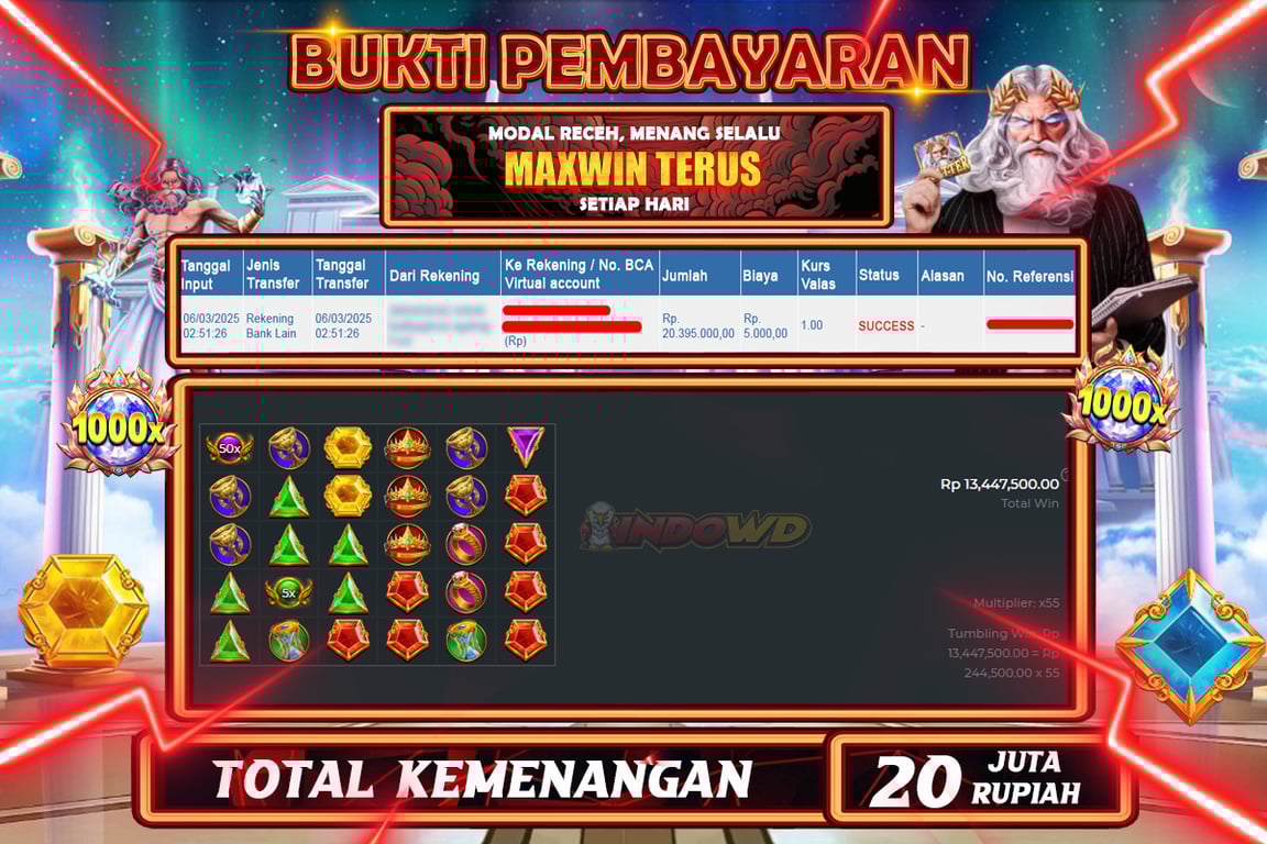 INDOWD JACKPOT SLOT GATES OF OLYMPUS 1000 Rp.20.400.000,- LUNAS