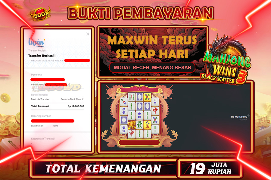 INDOWD JACKPOT SLOT MAHJONG WINS 3 BLACK SCATTER Rp19.000.000,- LUNAS