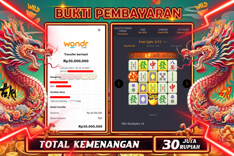 INDOWD JACKPOT SLOT MAHJONG WAYS 2 Rp30.000.000,- LUNAS