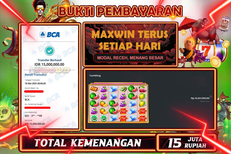 INDOWD JACKPOT SLOT BANG JAGO Rp15.000.000,- LUNAS