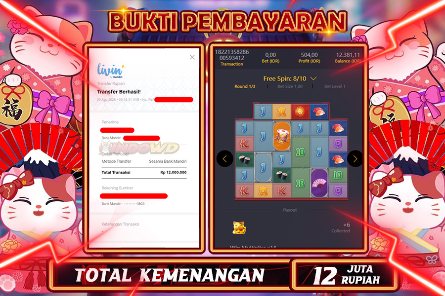 INDOWD JACKPOT SLOTT LUCKY NEKO Rp12.000.000,- LUNAS
