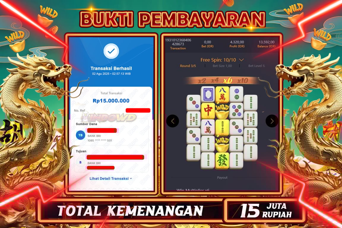 INDOWD JACKPOT SLOT MAHJONG WAYS 2 Rp15.000.000,- LUNAS