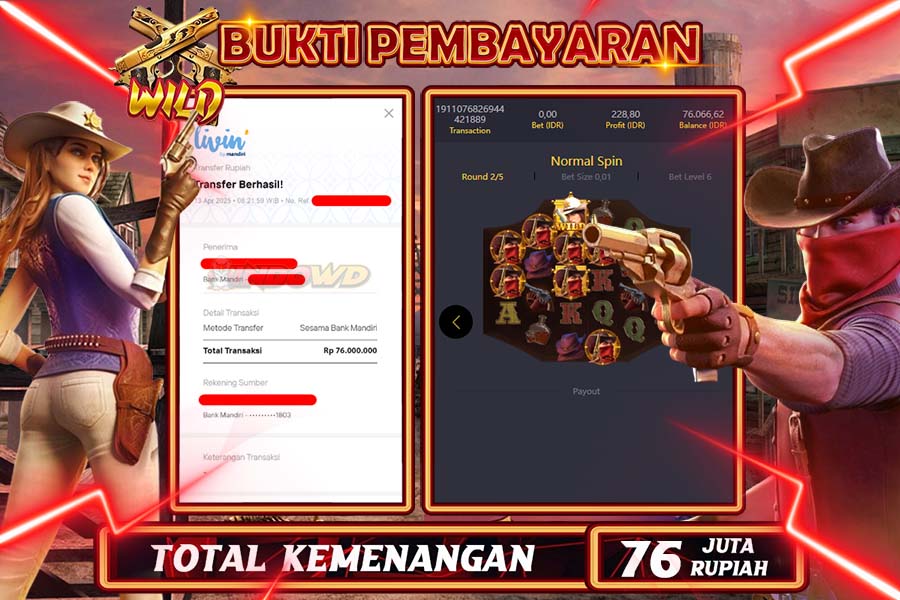 INDOWD JACKPOT SLOT WILD BOUNTY Rp76.000.000,- LUNAS