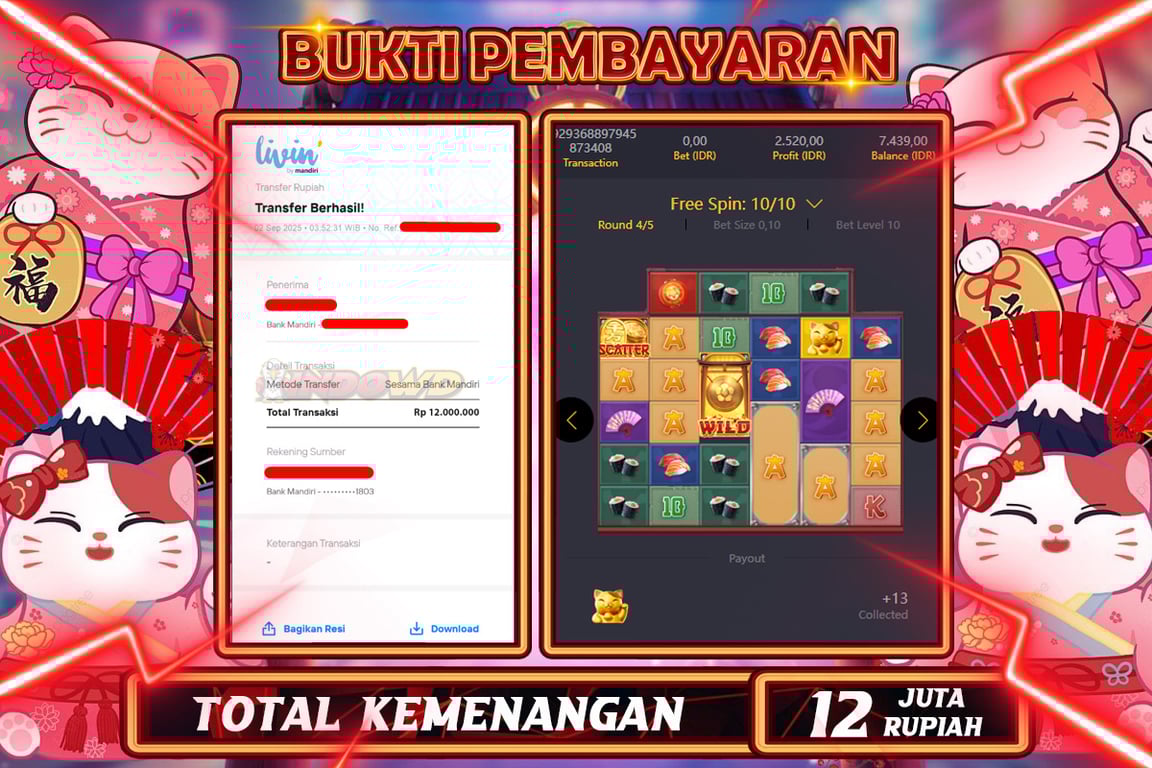 INDOWD JACKPOT SLOT LUCKY NEKO Rp12.000.000,- LUNAS