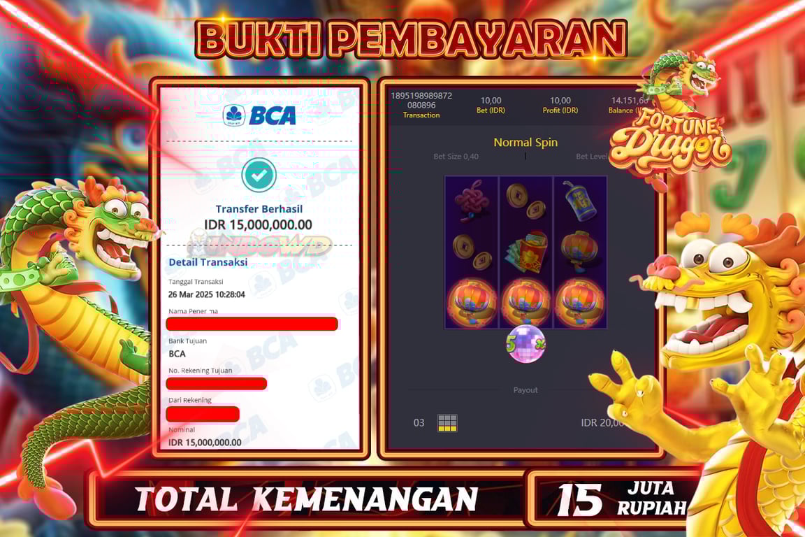 INDOWD JACKPOT SLOT FORTUNE DRAGON Rp.15.000.000,- LUNAS