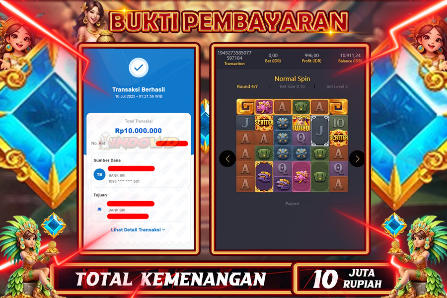 INDOWD JACKPOT SLOT GEMZ AZTEC Rp10.000.000,- LUNAS