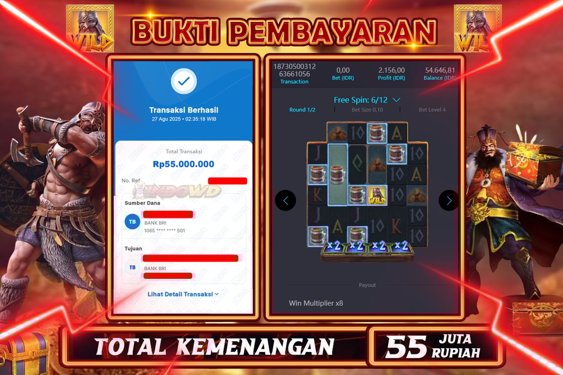 INDOWD JACKPOT SLOT ASGARDIAN RISING Rp55.000.000,- LUNAS