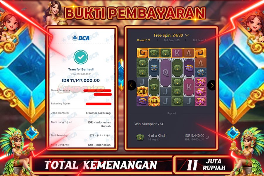 INDOWD JACKPOT SLOT GEMS AZTEC Rp11.147.000,- LUNAS