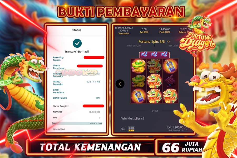 INDOWD JACKPOT SLOT DRAGON FORTUNE Rp66.000.000,- LUNAS