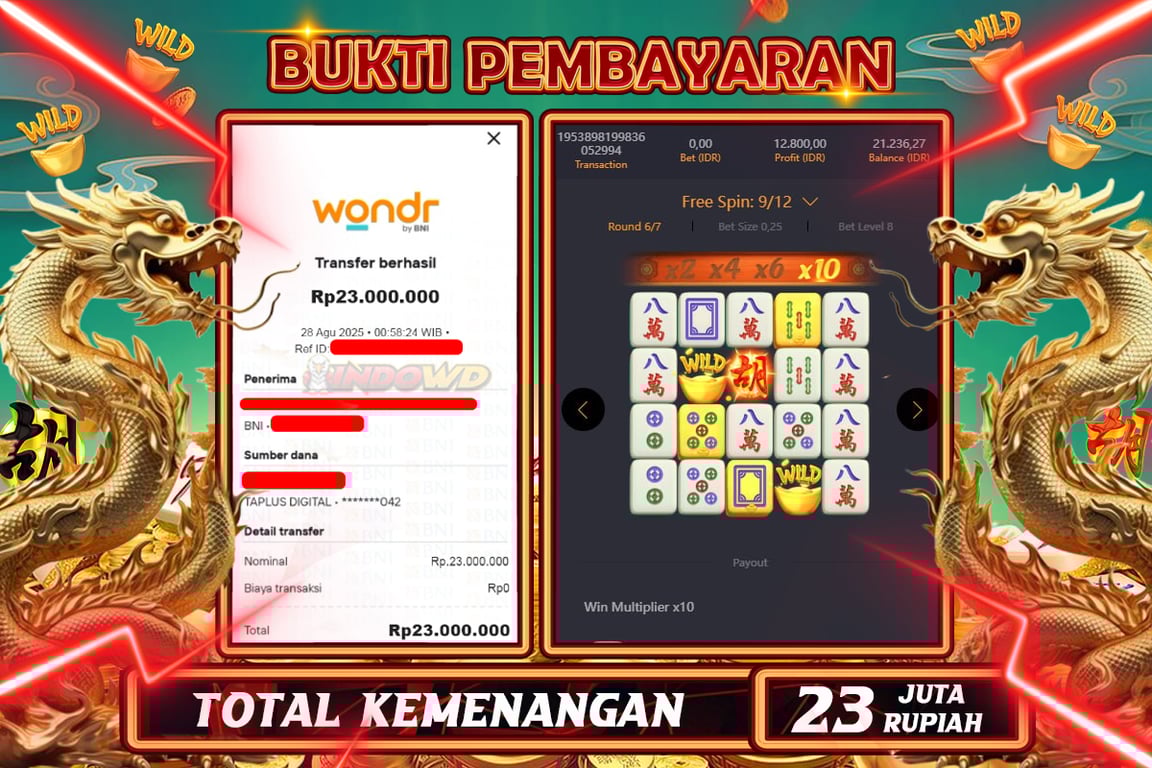 INDOWD JACKPOT SLOT MAHJONG WAYS 2 Rp23.000.000,- LUNAS