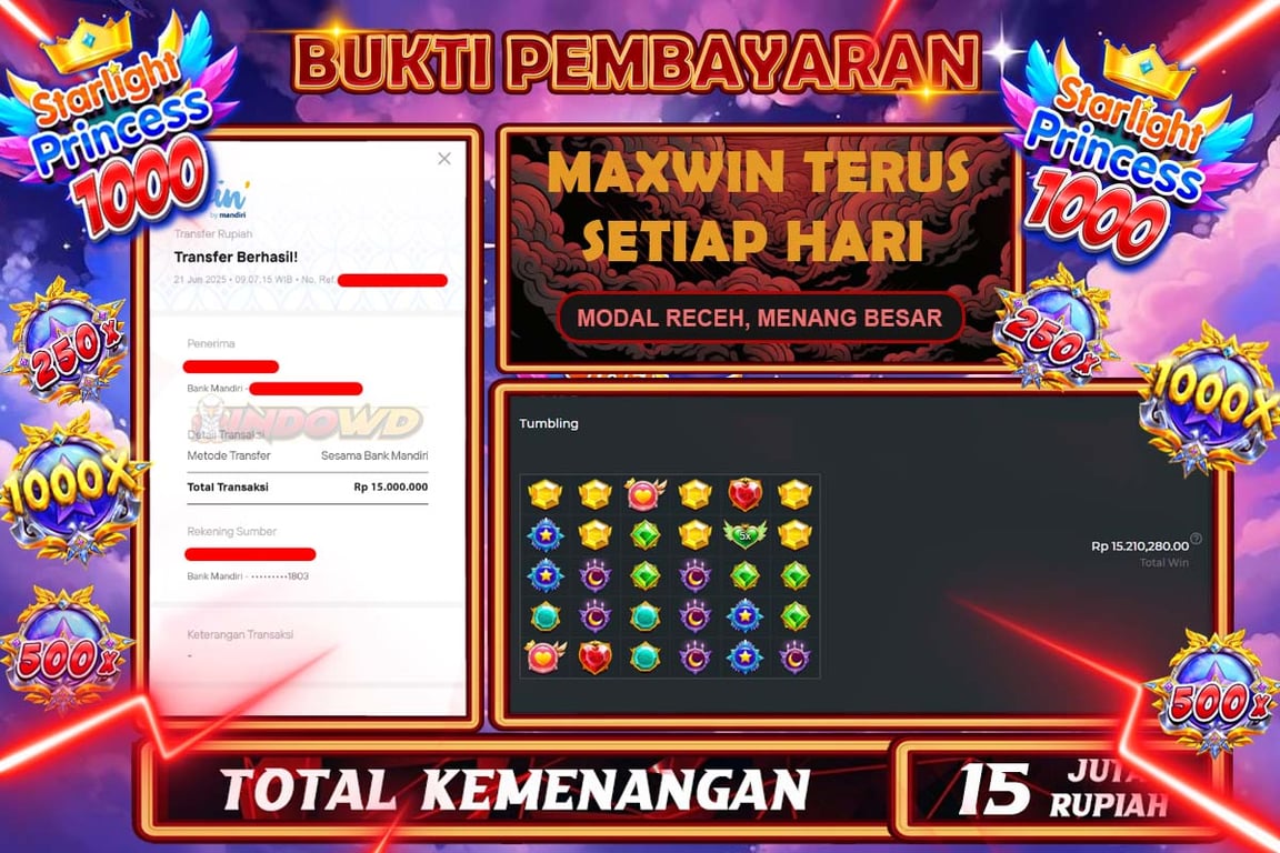 INDOWD JACKPOT SLOT STARLIGHT PRINCES 1000 Rp12.000.000,- LUNAS