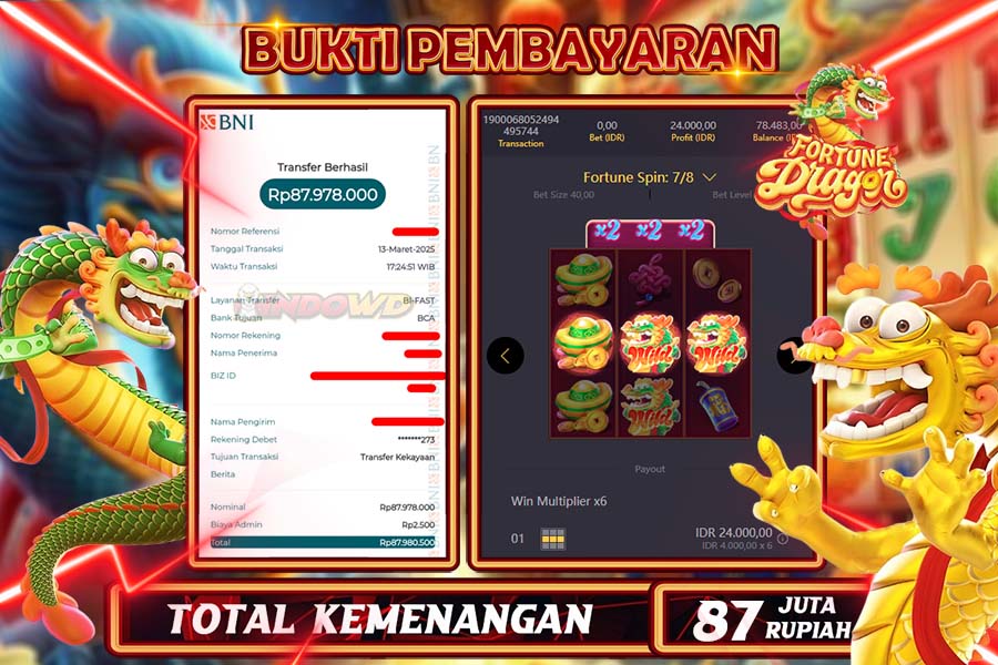 INDOWD JACKPOT SLOT DRAGON FORTUNE Rp87.978.000,- LUNAS