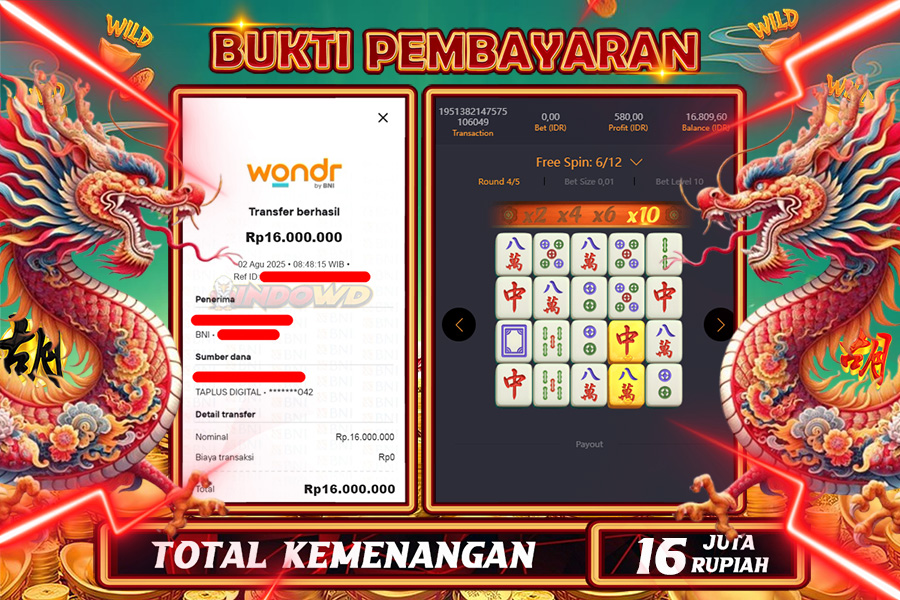 INDOWD JACKPOT SLOT MAHJONG WAYS 2 Rp16.000.000,- LUNAS
