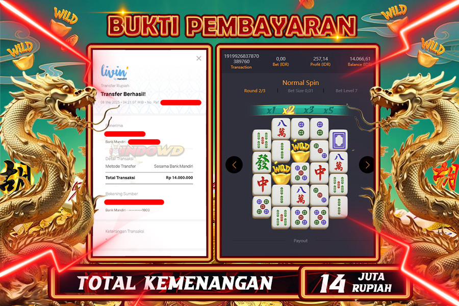 INDOWD JACKPOT SLOT MAHJONG WAYS 2 Rp14.000.000,- LUNAS