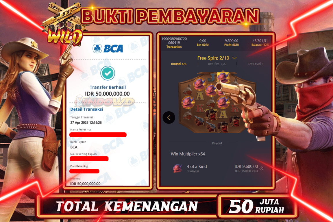 INDOWD JACKPOT SLOT WILD BOUNTY Rp50.000.000,- LUNAS