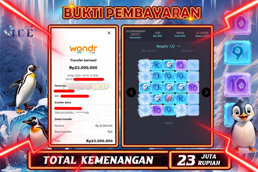 INDOWD JACKPOT SLOT ICE SCAPE Rp23.000.000,- LUNAS
