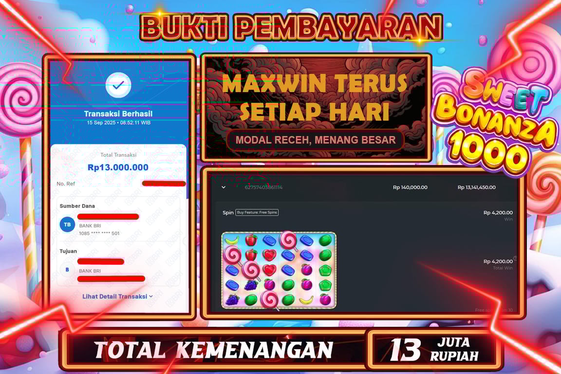 INDOWD JACKPOT SLOT SWEET BONANZA Rp13.000.000,- LUNAS