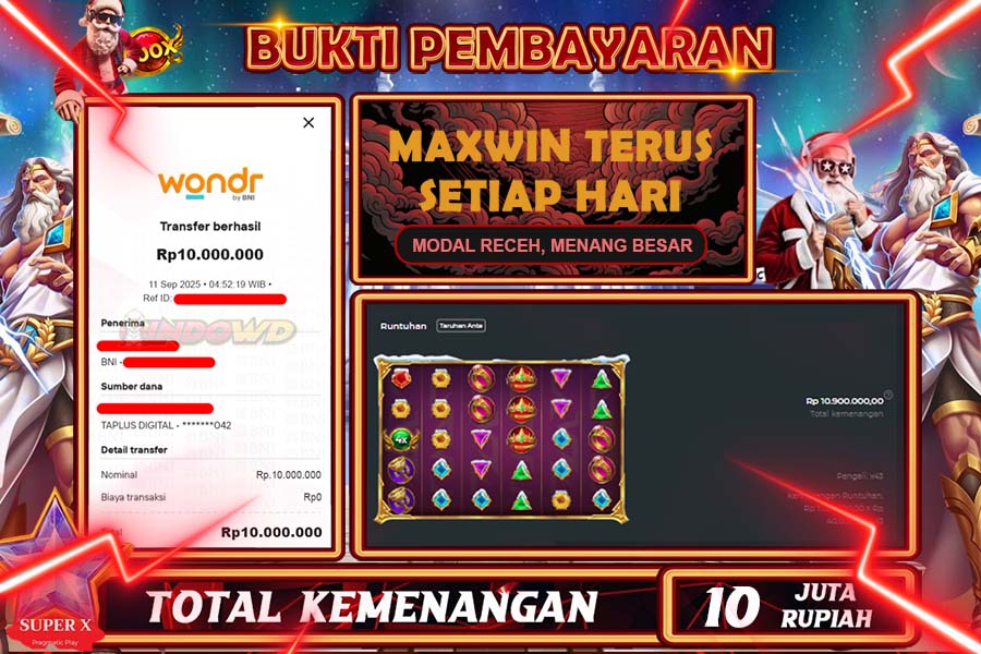 INDOWD JACKPOT SLOT GATES OF OLYMPUS NATAL Rp10.000.000,- LUNAS