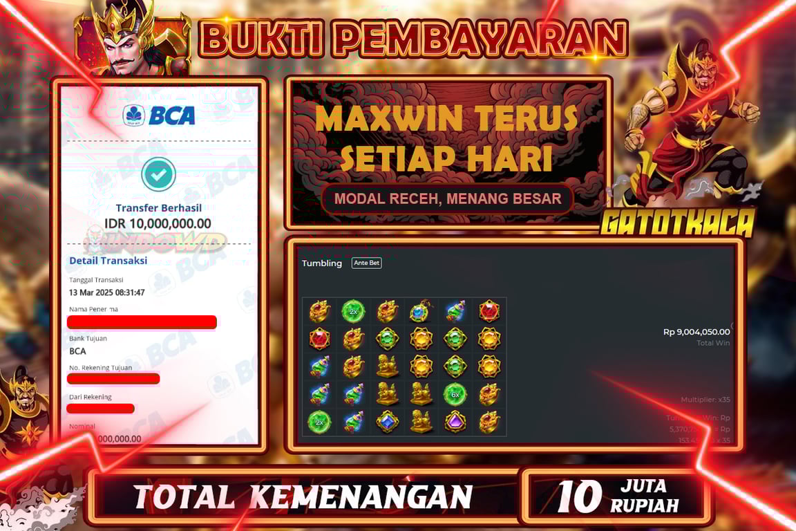 INDOWD JACKPOT SLOT GATES OF GATOTO KACA 1000 Rp.10.000.000,- LUNAS