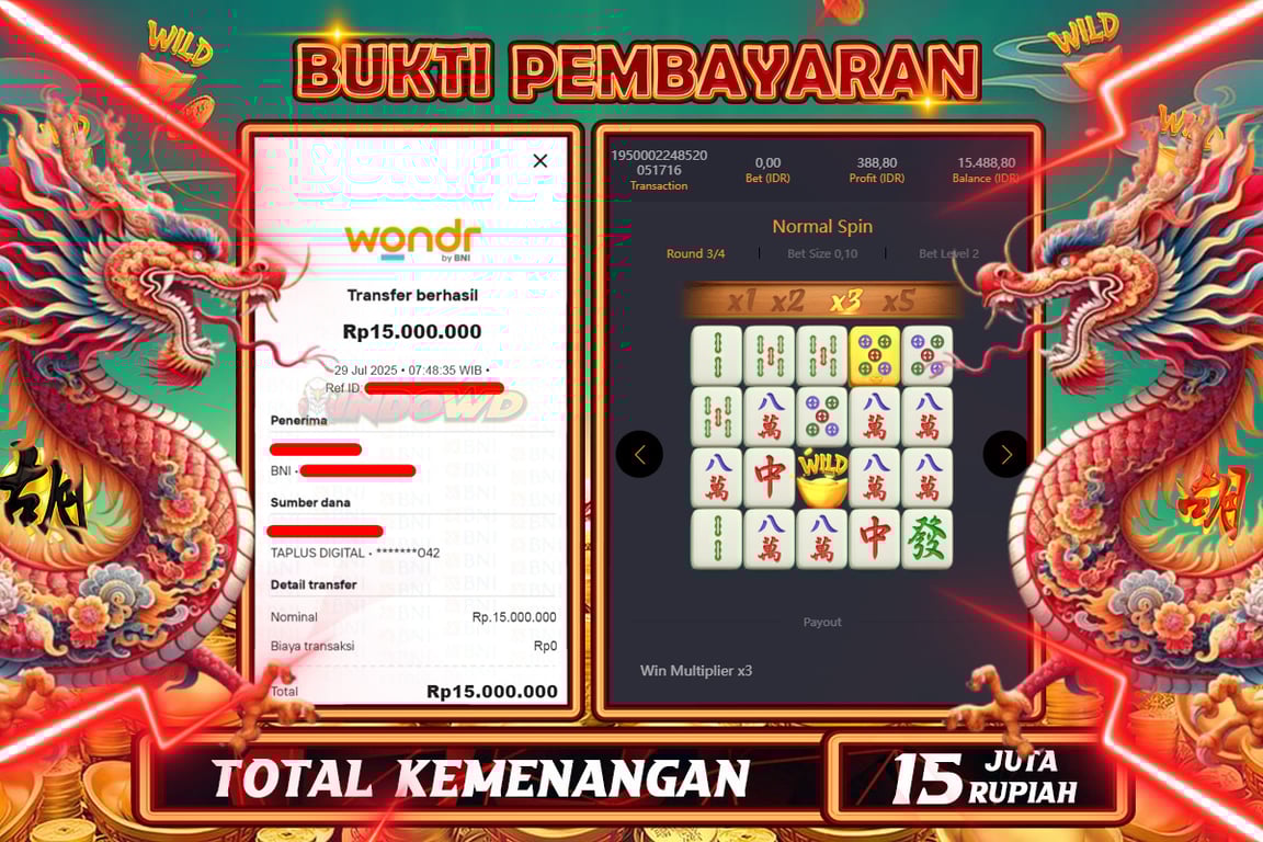 INDOWD JACKPOT SLOT MAHJONG WAYS 2 Rp15.000.000,- LUNAS