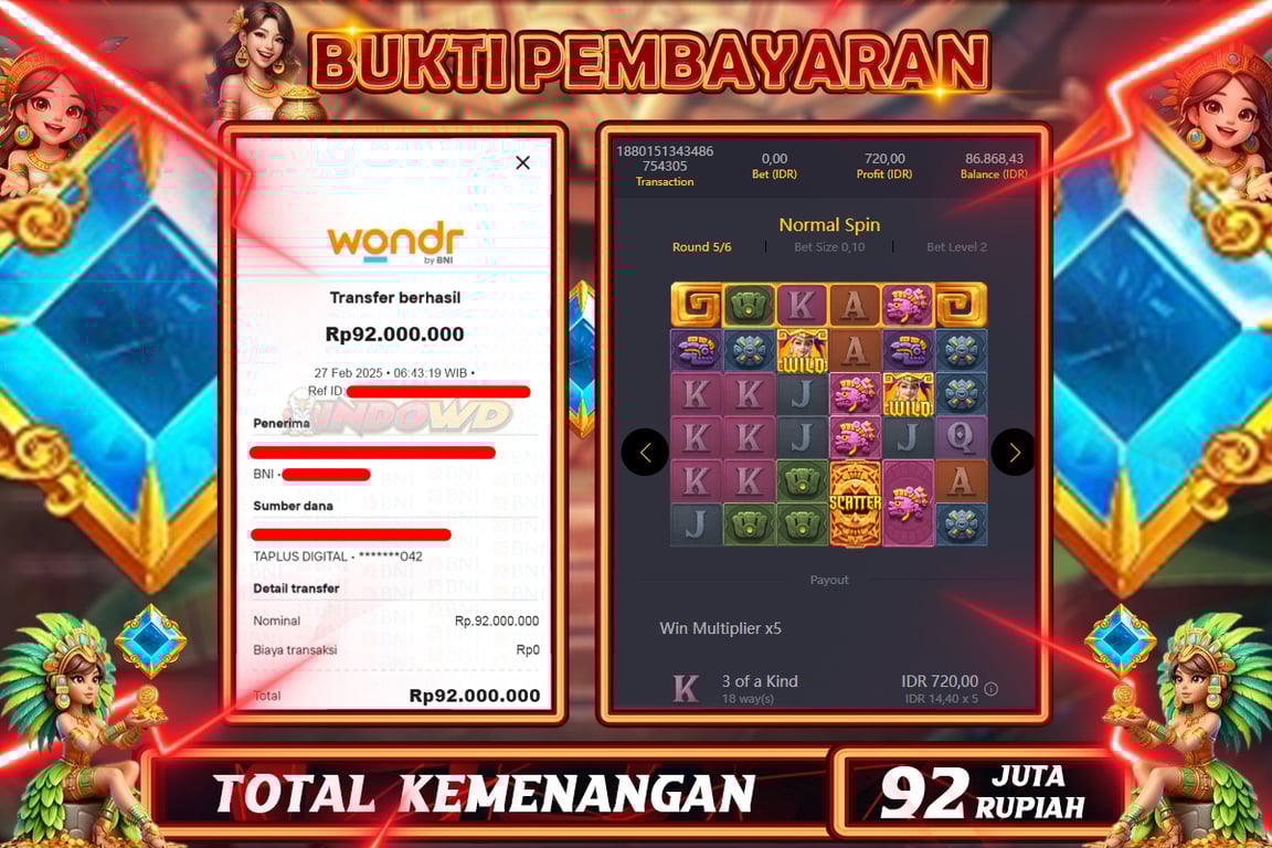 INDOWD JACKPOT SLOT FORTUNES OF THE AZTEC Rp.92.000.000,- LUNAS