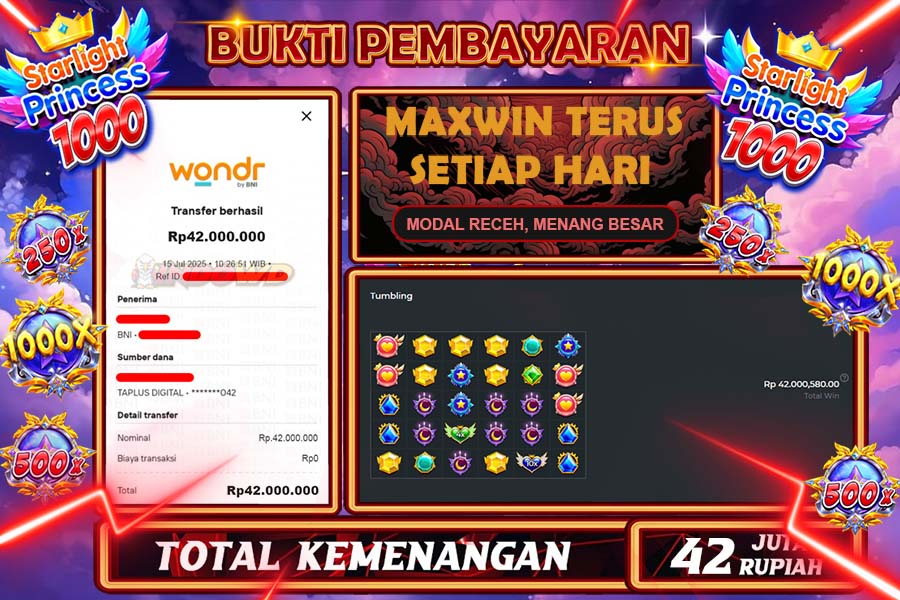 INDOWD JACKPOT SLOT STARLIGHT PRINCES 1000 Rp42.000.000,- LUNAS
