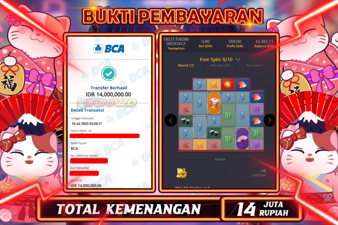 INDOWD JACKPOT SLOT LUCKY NEKO Rp14.000.000,- LUNAS